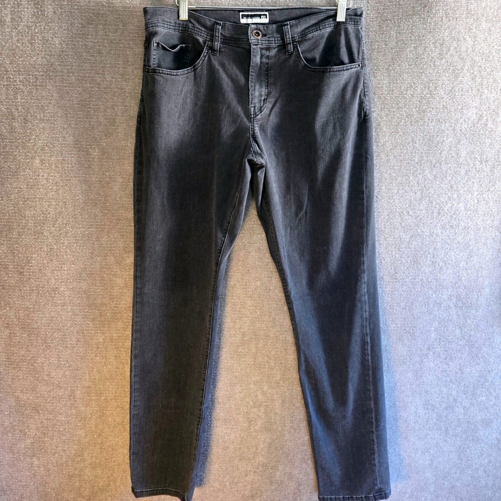 Travis Mathew Mens 34 Dark Grey Slim Straight Stretch Denim Jeans 5-Pocket Pants